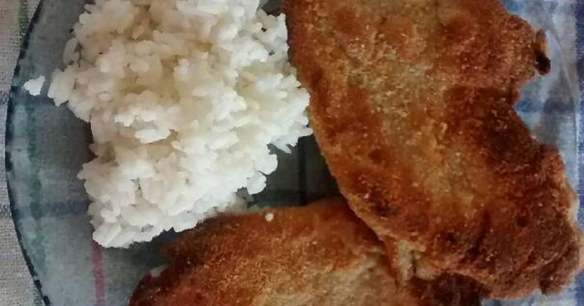 Milanesa de pollo con arroz con manteca Receta de Marisol Lombardo- Cookpad