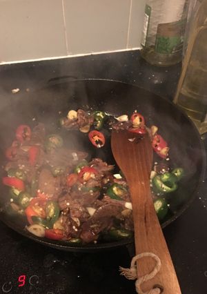 A picture of Spicy lamb liver (pre 15min, cook 5min).