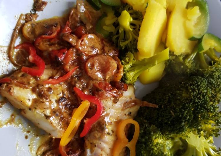 Simple Way to Make Award-winning Lemony garlic Cod in Butter with Tumeric potatoes and Broccoli