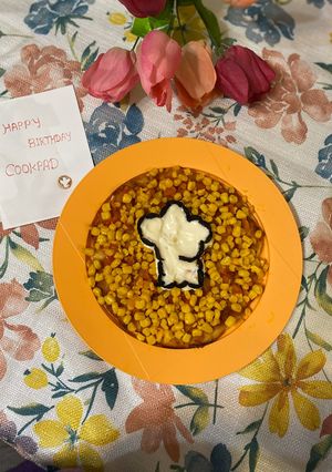 A picture of Corn Mayo Naan Pizza (No yeast).