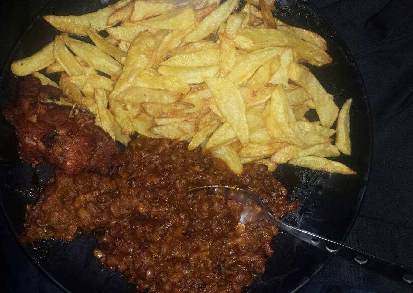 Oil beans and French fries