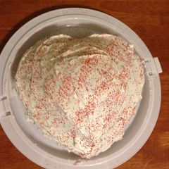 A picture of Valentines day cake.