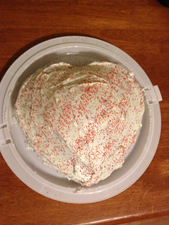A picture of Valentines day cake.