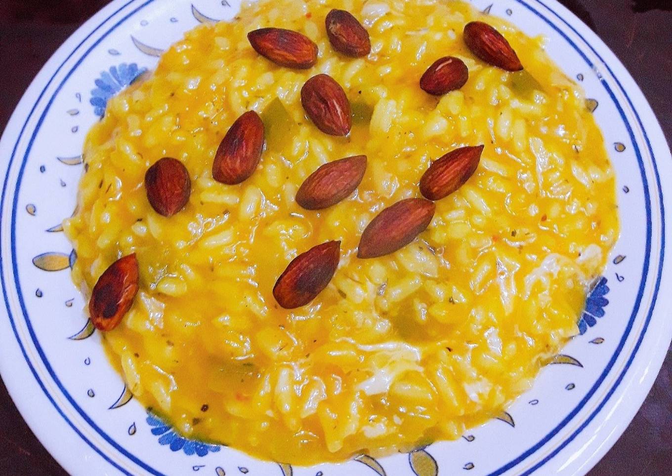 Risotto de calabaza y almendras tostadas