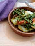 Baccalà in umido con asparagi di mare