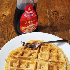 A picture of Bacon Cheddar Waffles.