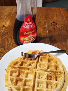 A picture of Bacon Cheddar Waffles.