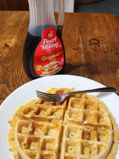 A picture of Bacon Cheddar Waffles.