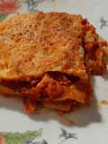 Lasaña de bacalao y langostinos