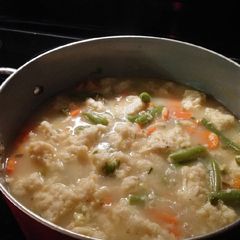 A picture of Chicken dumpling soup.