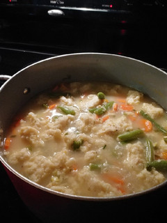 A picture of Chicken dumpling soup.