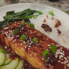 A picture of Grilled Salmon with Sweet Chili Sauce.