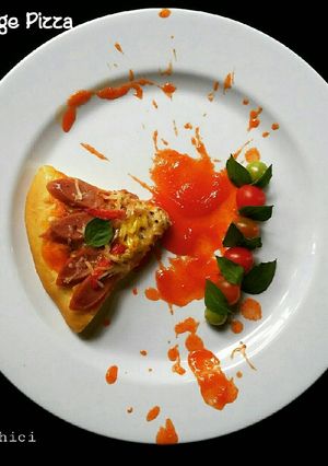 Foto resep Sausage Pizza (Dough Pumpkin)#AOP_aSliceofPizza