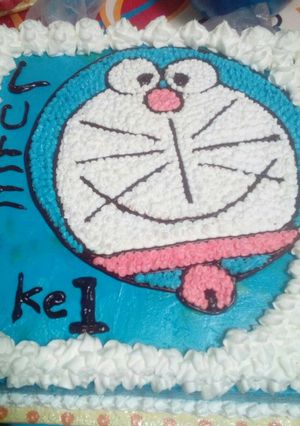Foto resep Kue ulang tahun motif doraemon