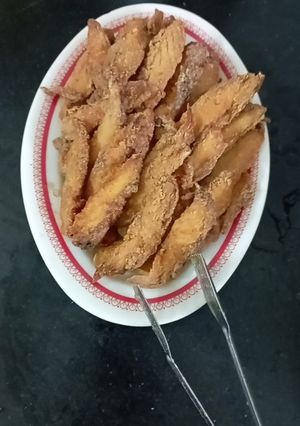 Hình của món Cá hồi chiên giòn.