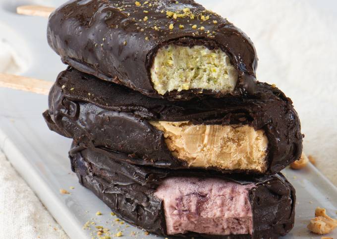 Simple Way to Make Super Quick Homemade Assorted Chocolate Dipped Ice Cream Bars