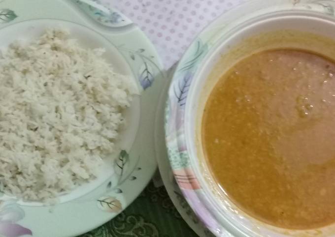 Moong dal with boiled rice