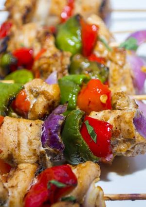 A picture of Chicken kebabs.