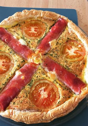Une photo de Tarte jambon fromage