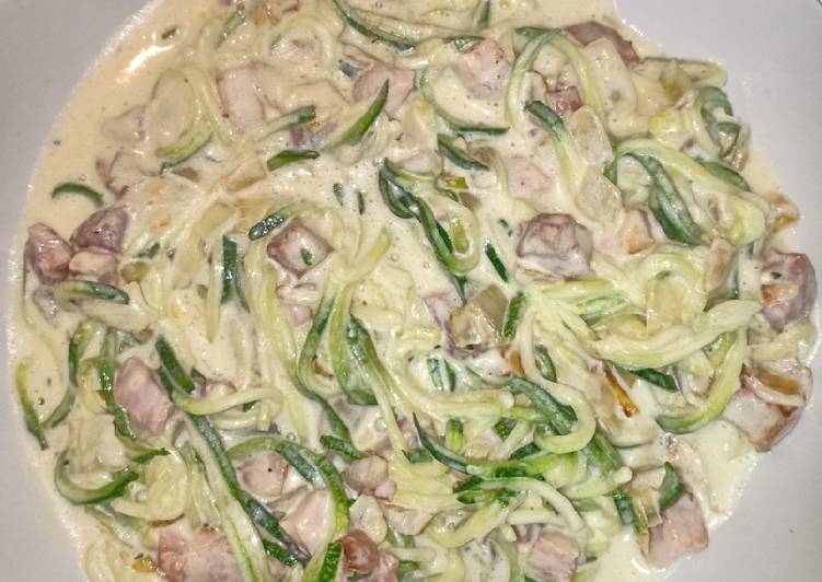 Zuchinni Spaghetti a la carbonara 🇮🇹sin gluten/low carb/keto