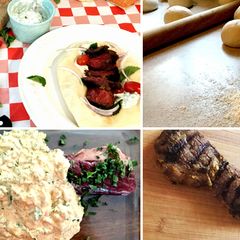 Grilled Wagyu Beef Hanger Steak in Spiced Greek Yogurt Marinade A picture of Grilled Wagyu Beef Hanger Steak in Spiced Greek Yogurt Marinade.