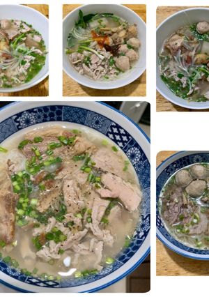 A picture of Phở with Rare Beef, Beef Rib Cartilage, and Beef Meatballs.