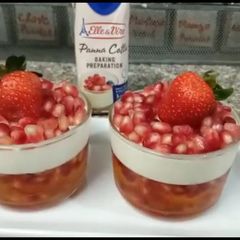 A picture of Pomegranate jello Panna cotta dessert|| quick and easy.