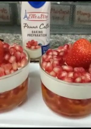 A picture of Pomegranate jello Panna cotta dessert|| quick and easy.