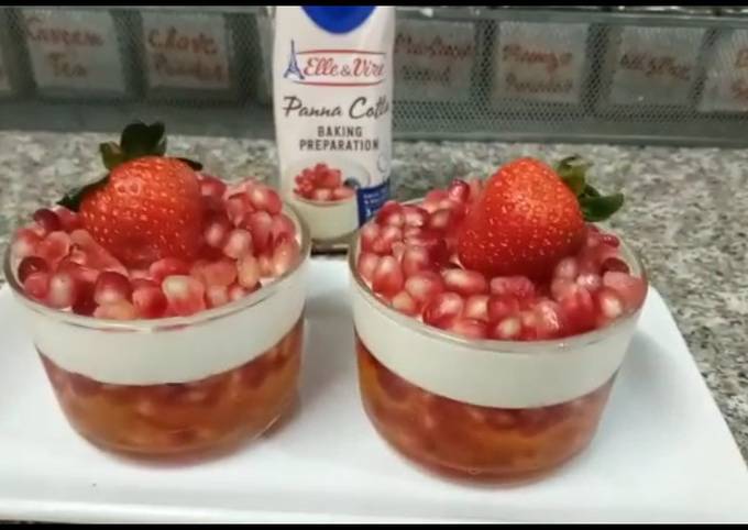 Steps to Prepare Any-night-of-the-week Pomegranate jello Panna cotta dessert|| quick and easy