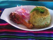 Una foto de arroz con pato