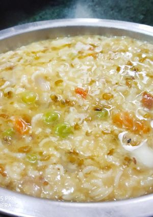 A picture of Moong dal and lots of veggies khichdi.
