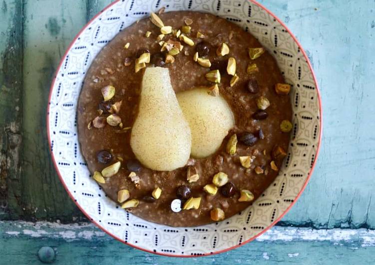 Simple Way to Prepare Any-night-of-the-week Chocolate, Pistachio and Pear Porridge
