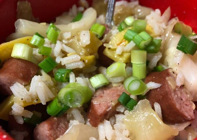 Steps to Prepare Super Quick Homemade Smoked sausage and squash rice
bowl