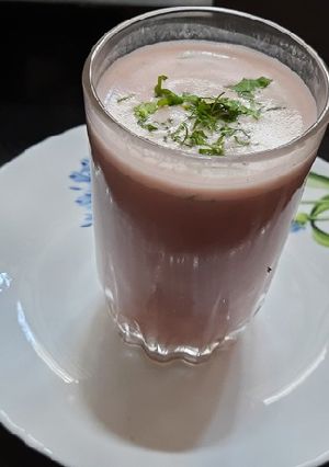 A picture of Coconut 🥥 milk sol kadhi(flavoured coconut 🥥 milk).