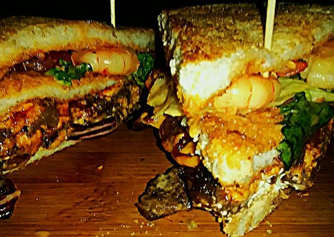 Recipe of Super Quick Homemade Tex&#39;s Philly-Style Surf &amp; Turf &#39;Club&#39; 🐄🧀🍤🍲🍞🇺🇸