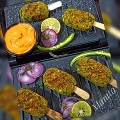 A picture of Grilled Chickpea Spinach kabab (oil free).