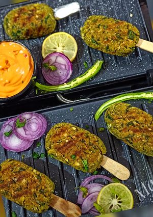 A picture of Grilled Chickpea Spinach kabab (oil free).