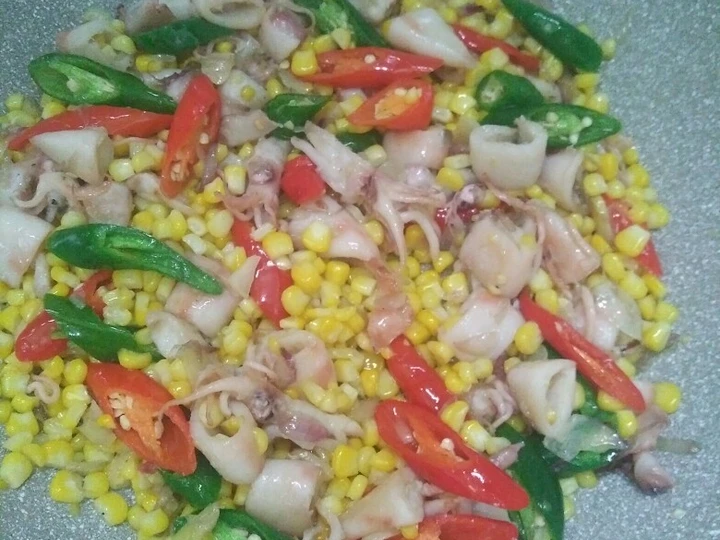 Cara Gampang Menyiapkan Resep  Tumis Cumi asin jagung manis yang Menggugah Selera, Lezat Sekali