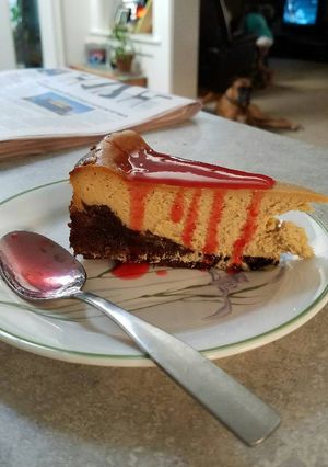 A picture of Brownie cheesecake.