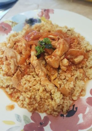 Lecsós csirkemell bulgurral recept fotója