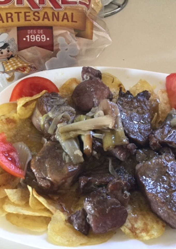 Una foto de Solomillo de cerdo con ajetes