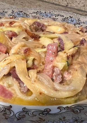 Una foto de Tallarines de calabacín a la Carbonara