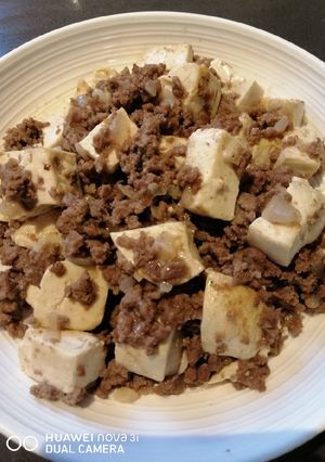 A picture of Tofu w/ Ground Beef.