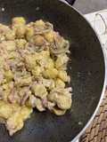 Nhoques com Pancetta e Cogumelos