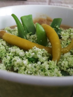 Una foto de Crema de alubias rojas con cuscús de verduras