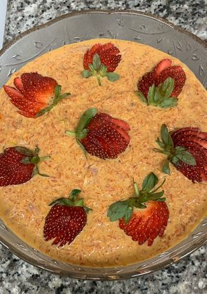 A picture of Carrot & strawberry Rabdi Pudding For Valentine Day.