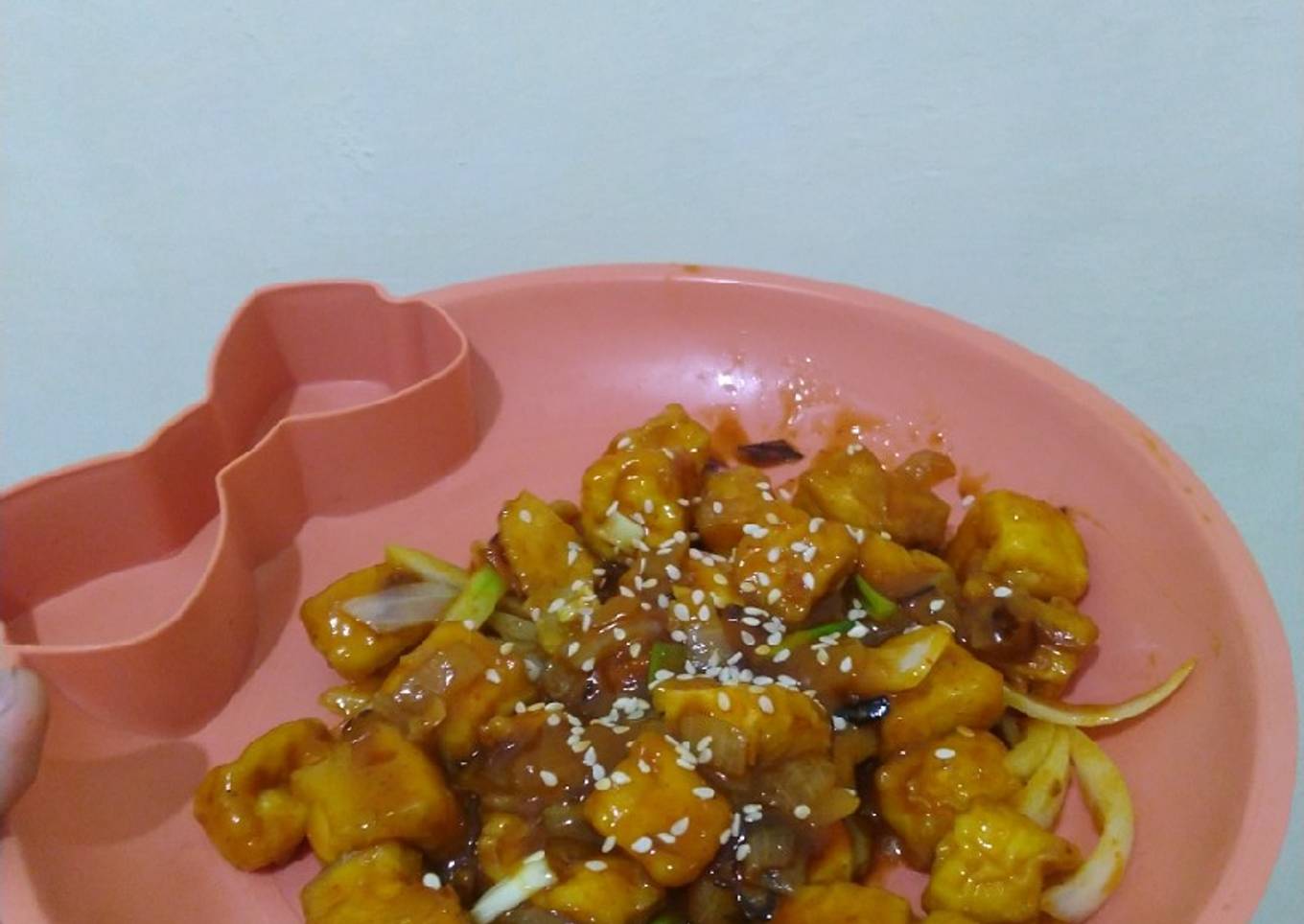 Tahu crispy saos asam pedas