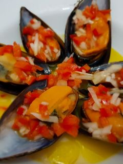 Una foto de Mejillones con vinagreta casera