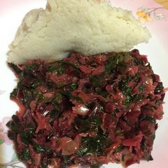 Beet spinach served with ugali A picture of Beet spinach served with ugali.