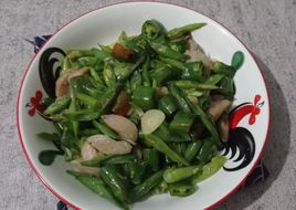 Tumis buncis bakso cabe hijau